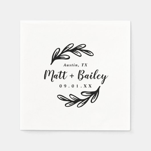 Bold Branch Wedding Monogram Servet (Voorkant)