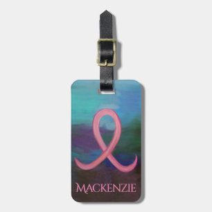 Bold Breast Cancer Awareness Pink Ribbon Abstract Bagagelabel