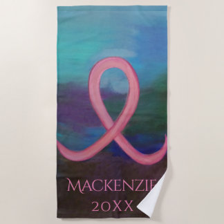Bold Breast Cancer Awareness Pink Ribbon Abstract Strandlaken