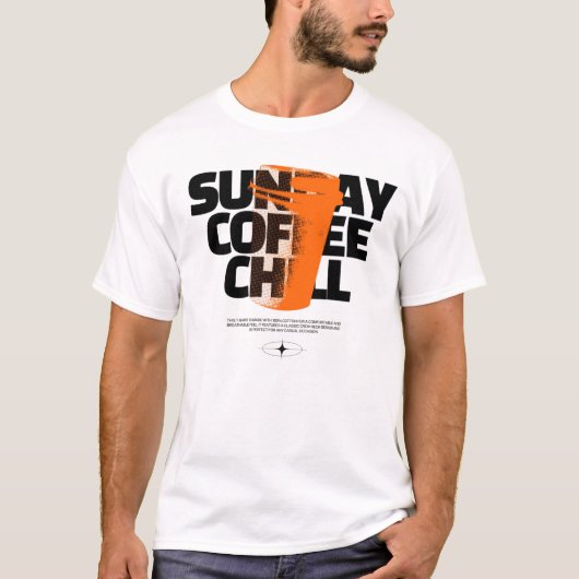 Bold Brew Vibes – Zwarte & Oranje Minimalistische T-shirt (Voorkant)