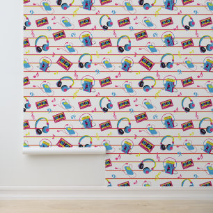 Bold Bright 1990s Muziekpatroon Behang