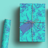 Bold & Bright Blue en Navy Wildflower Inpakpapier Vel