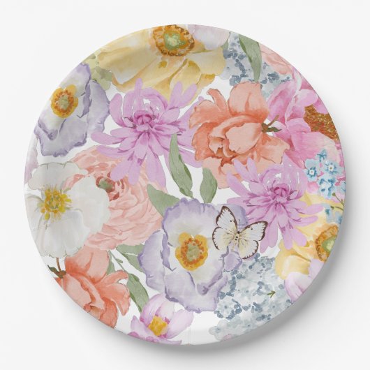 Bold Bright Floral Papieren Bordje (Voorkant)