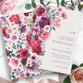 Bold Bright Floral Wedding Kaart