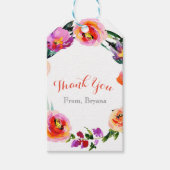 Bold Bright Floral Wreath Waterverf Vrijgezellenfe Cadeaulabel (Voorkant)