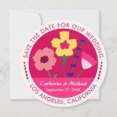 Bold & Bright Fuchsia Pink Floral Save The Date (Voorkant)