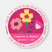 Bold & Bright Fuchsia Pink Floral Save The Date Magneet (Voorkant)