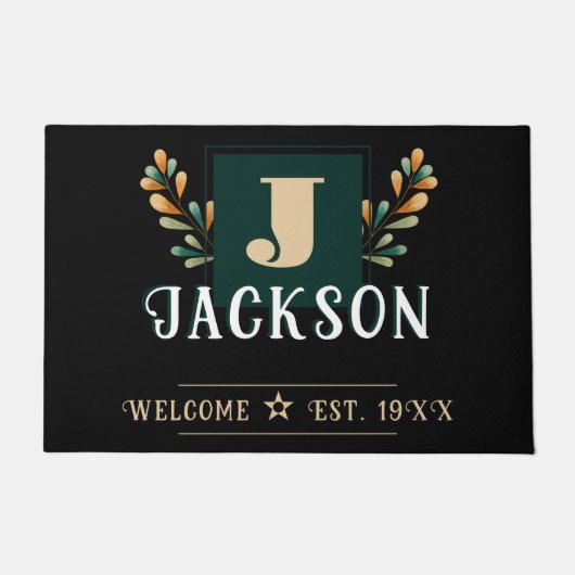 Bold Bright Herfst Familienaam Welkom Mat (Voorkant)