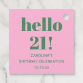 Bold Bright Modern Retro Pink Green 21st Birthday Bedankjes Labels (Achterkant)