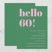 Bold Bright Modern Retro Pink Green 60th Birthday Kaart (Voorkant / Achterkant)