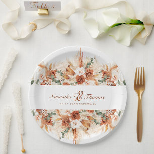 Bold Bright Pampas Floral Wedding Papieren Bordje