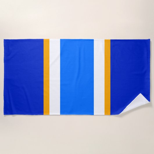 Bold Bright Royal Blauw Wit Geel Racing Stripes Strandlaken (Voorkant)