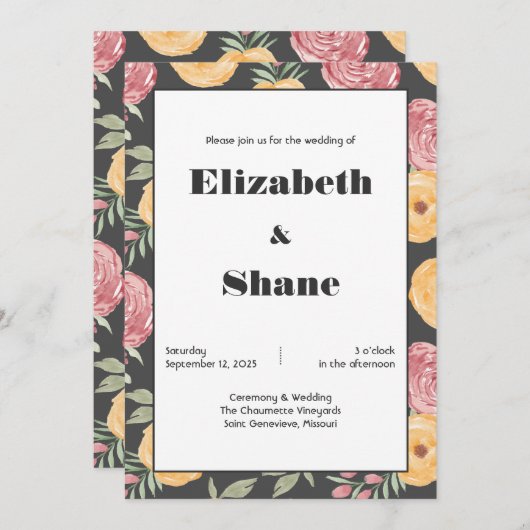 Bold & Bright Rozen bruiloft uitnodiging (Voorkant / Achterkant)