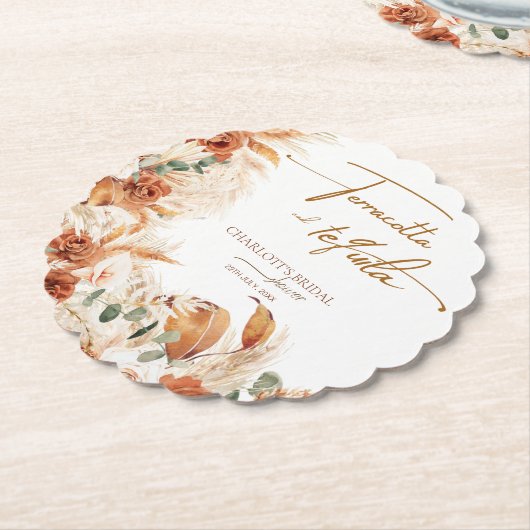 Bold Bright Terracotta en Tequila Vrijgezellenfees Kartonnen Onderzetters (Gekanteld)