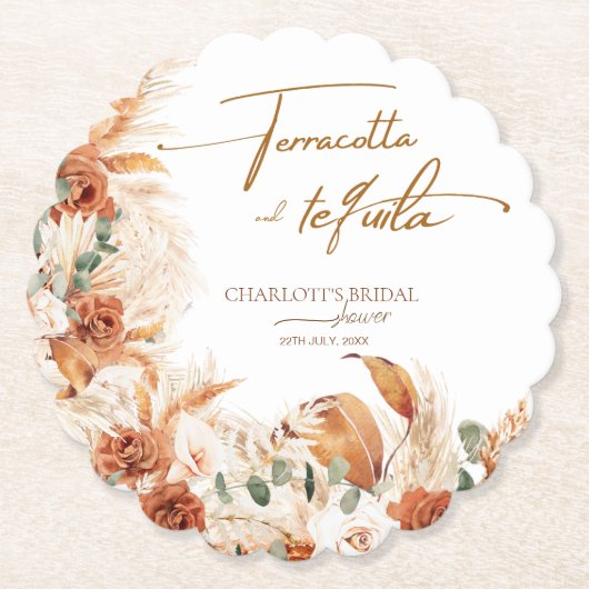 Bold Bright Terracotta en Tequila Vrijgezellenfees Kartonnen Onderzetters (Voorkant)