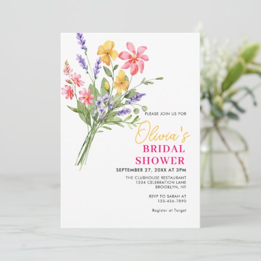 Bold Bright Wild Flowers Bruids Bachelorette Kaart (Staand voorkant)