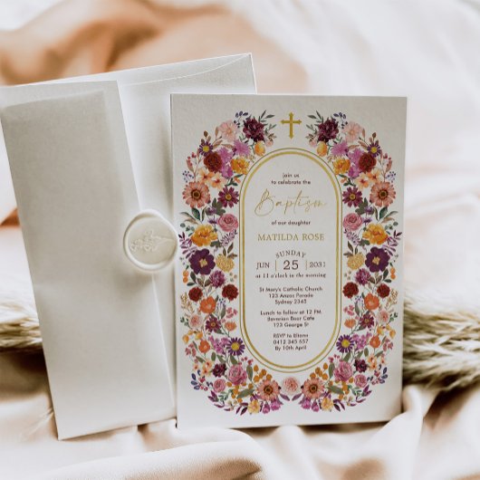 Bold & Bright Wildflower Tuin Krans Doop Kaart