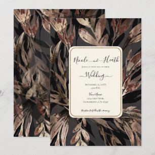 Bold Bronzy Floral Botanical Chic Wedding Kaart