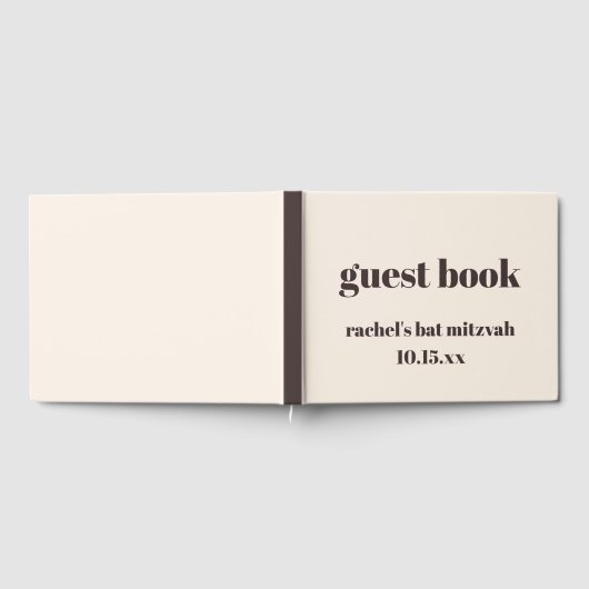 Bold Brown Cream Modern Custom Cute Bat Mitzvah Gastenboek (Volledig)
