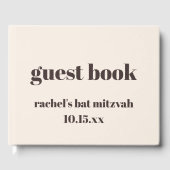 Bold Brown Cream Modern Custom Cute Bat Mitzvah Gastenboek (Voorkant)