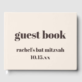 Bold Brown Cream Modern Custom Cute Bat Mitzvah Gastenboek