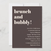 Bold Brown Modern Brunch Bubbly Bridal Shower Kaart (Voorkant)