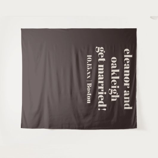 Bold Brown Modern Wedding Custom Photo Backdrop Wandkleed (Voorkant (horizontaal))