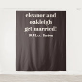 Bold Brown Modern Wedding Custom Photo Backdrop Wandkleed (Voorkant)