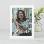 Bold Brush Script Photo Graduation Announcement Kaart (Staand voorkant)