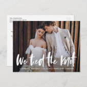 Bold Brush Script Photo We hebben de knoop doorgeh Briefkaart (Voorkant / Achterkant)