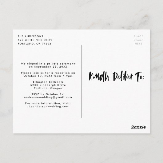 Bold Brush Script Photo We hebben de knoop doorgeh Briefkaart (Achterkant)