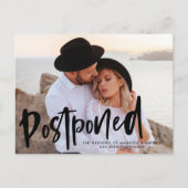 Bold Brush Script Photo Wedding Postponement Aankondigingskaart (Voorkant)