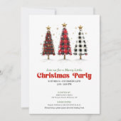 Bold buffalo plaid Christmas tree party invitation Kaart (Voorkant)