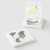 Bold bulldog portrait in high contrast stenen onderzetter (Zijkant)