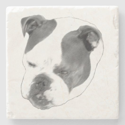 Bold bulldog portrait in high contrast stenen onderzetter (Voorkant)