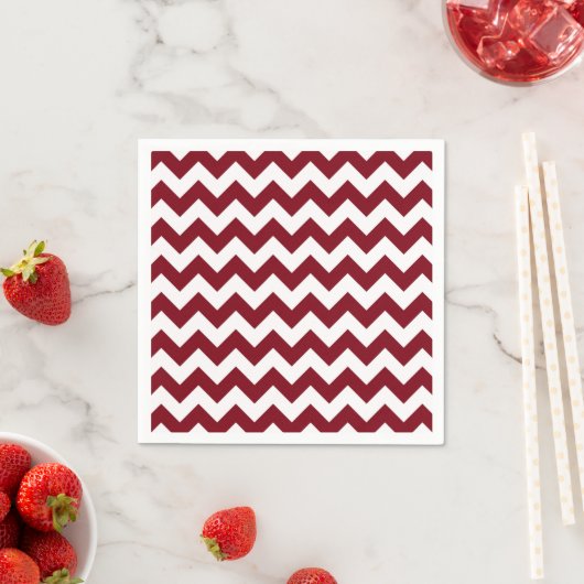 Bold Burgundy Wine & White Chevron Zig-Zag Pattern Servetten (Insitu)