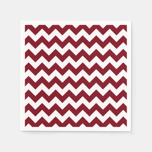Bold Burgundy Wine & White Chevron Zig-Zag Pattern Servetten (Voorkant)