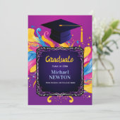 Bold Burst Custom Graduation Announcement Kaart (Staand voorkant)