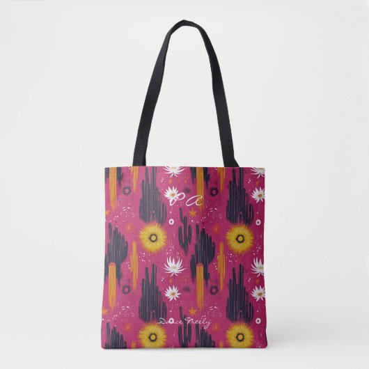 Bold Cactus en Sunburst Wellness Canvas tas (Voorkant)
