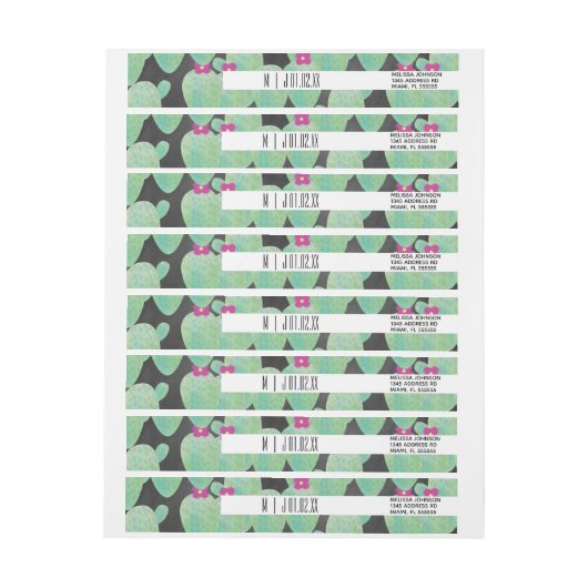 Bold Cactus Planten Greenery Wedding Logo Adreslabel Wikkel (Vel)