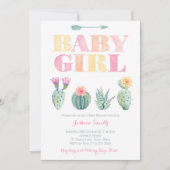 Bold Cactus Waterverf Baby Girl Shower Kaart (Voorkant)