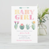 Bold Cactus Waterverf Baby Girl Shower Kaart (Staand voorkant)