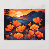 Bold California Poppy met vurige zonsondergang Briefkaart (Voorkant)