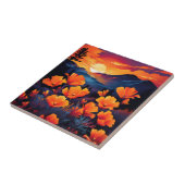 Bold California Poppy met vurige zonsondergang Tegeltje (Zijkant)