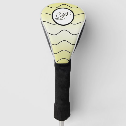 Bold Calligraphy Initial Butter Yellow Ombré Golfheadcover (Voorkant)
