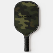 Bold Camo Earthy Greens Browns Customizable Name Pickleball Paddle (Voorkant)
