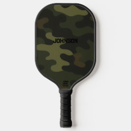 Bold Camo Earthy Greens Browns Customizable Name Pickleball Paddle