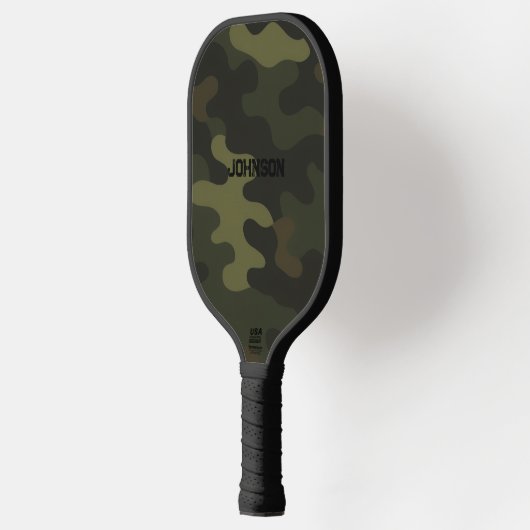 Bold Camo Earthy Greens Browns Customizable Name Pickleball Paddle (Links)