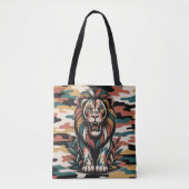 Bold camo lion design tote bag (Voorkant)