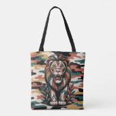 Bold camo lion design tote bag (Achterkant)